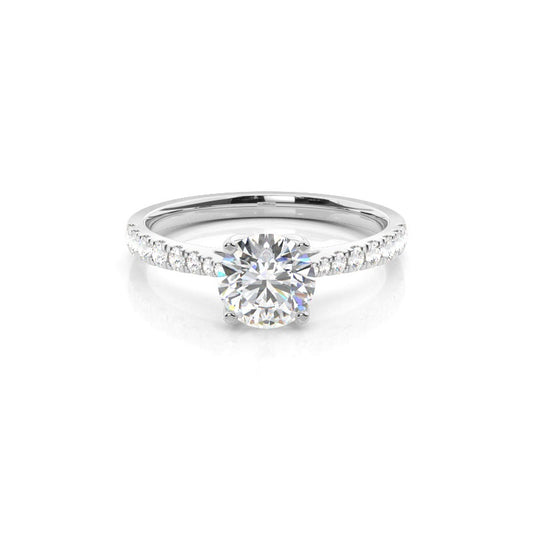 Prong Set Round Side Stone Diamond Engagement Ring