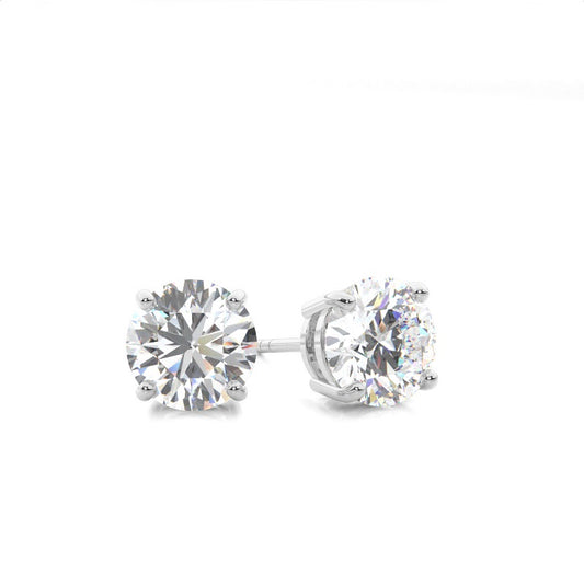 4 Prong Setting Round Diamond Stud Earring