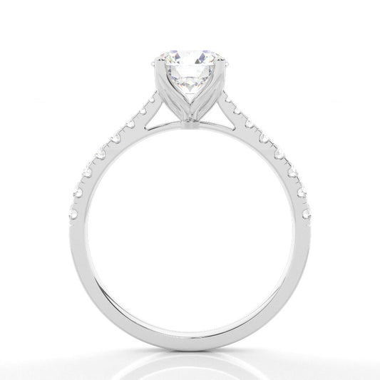 Prong Set Round Side Stone Diamond Engagement Ring