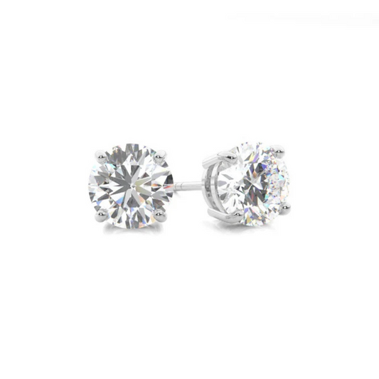 4 Prong Setting Round Diamond Stud Earring